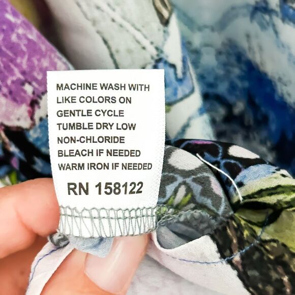 APNY Button Up Silky Blouse with Roll Up Sleeve Paisley Patchwork New Size Mediu - Picture 9 of 10